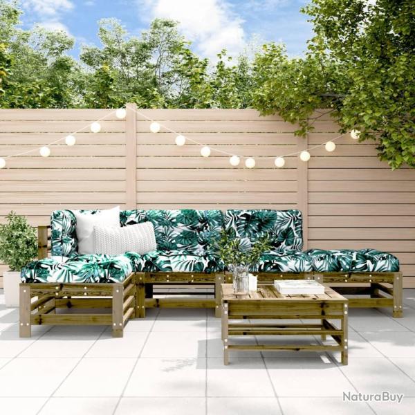 Salon de jardin 6 pcs bois de pin impr�gn�