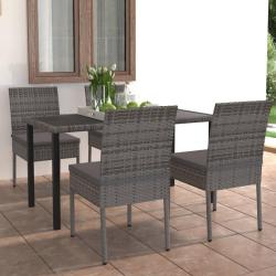 Ensemble &agrave; manger de jardin 5 pcs R&eacute;sine tress&eacute;e Gris