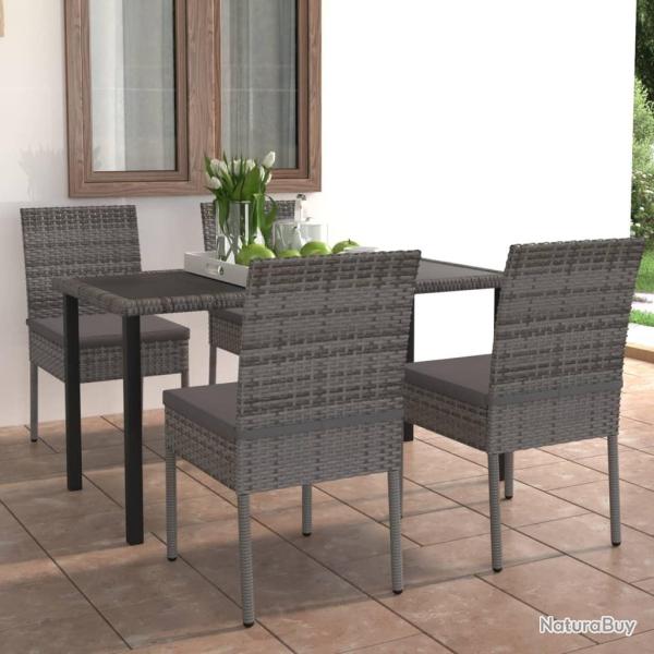 Ensemble � manger de jardin 5 pcs R�sine tress�e Gris