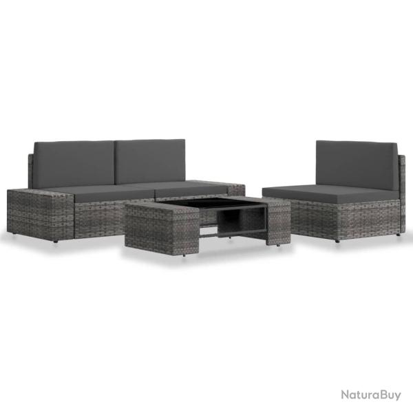 Salon de jardin 4 pcs R�sine tress�e Gris alsavelo
