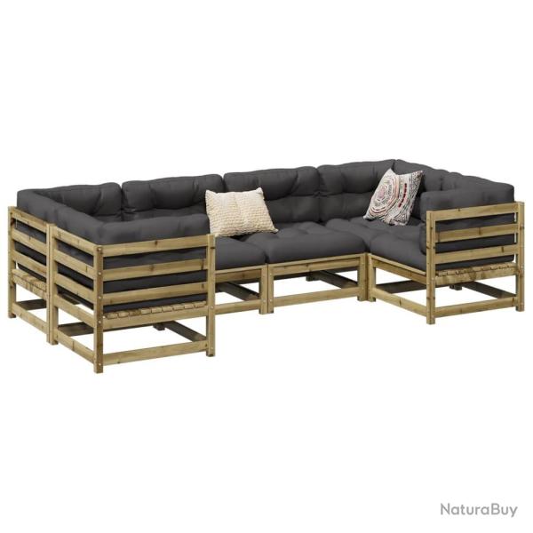 Salon de jardin 6 pcs bois de pin impr�gn�