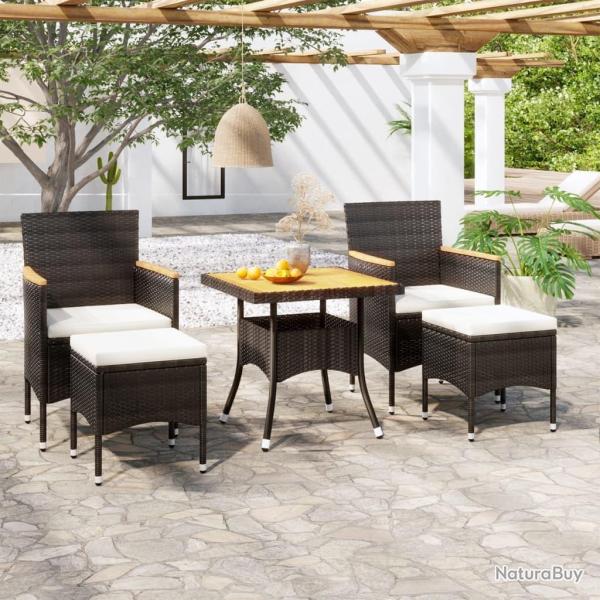 Ensemble � manger de jardin 5 pcs R�sine tress�e et acacia Noir