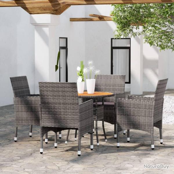 Ensemble � manger de jardin 5 pcs R�sine tress�e Gris alsavelo