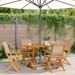 Ensemble &agrave; manger de jardin 5 pcs taupe tissu et bois massif