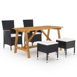 Ensemble &agrave; manger de jardin 5 pcs Noir