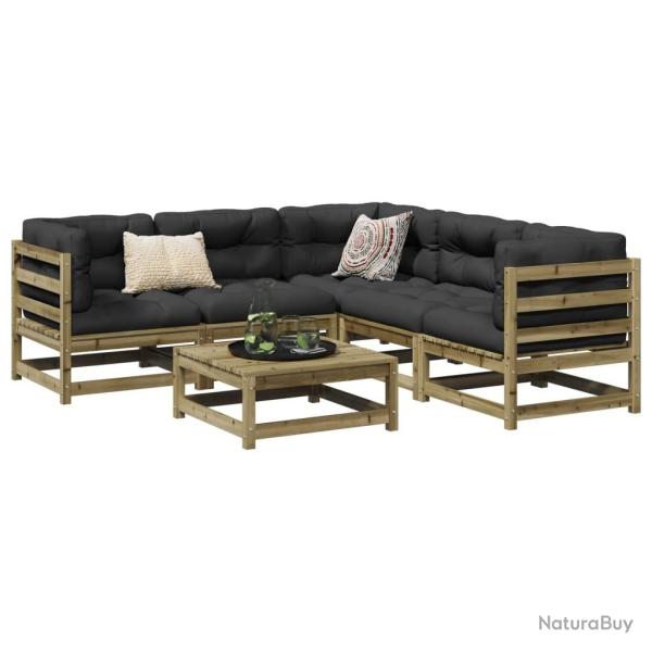 Salon de jardin 6 pcs bois de pin impr�gn�