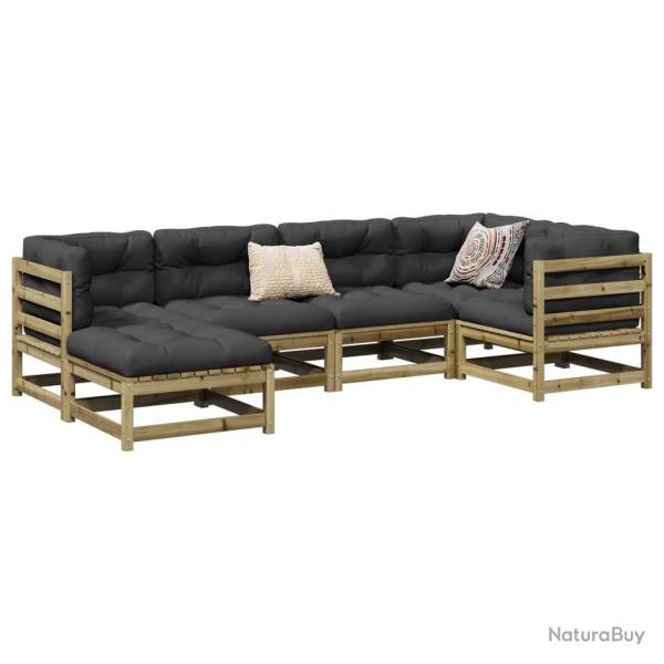 Salon de jardin 6 pcs bois de pin impr�gn�