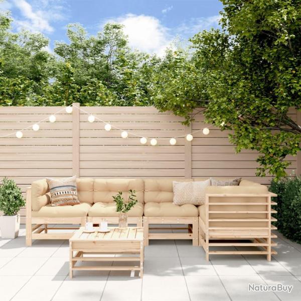 Salon de jardin 6 pcs Bois de pin massif alsavelo