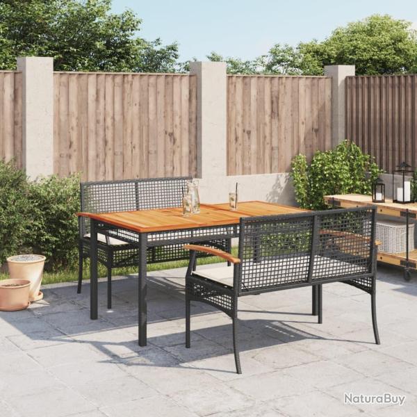 Ensemble � manger de jardin avec coussins 3 pcs Noir alsavelo