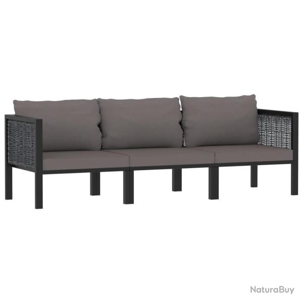 Canap� � 3 places avec coussins Anthracite R�sine tress�e