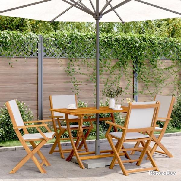 Ensemble � manger de jardin 5 pcs blanc cr�me tissu bois massif alsavelo