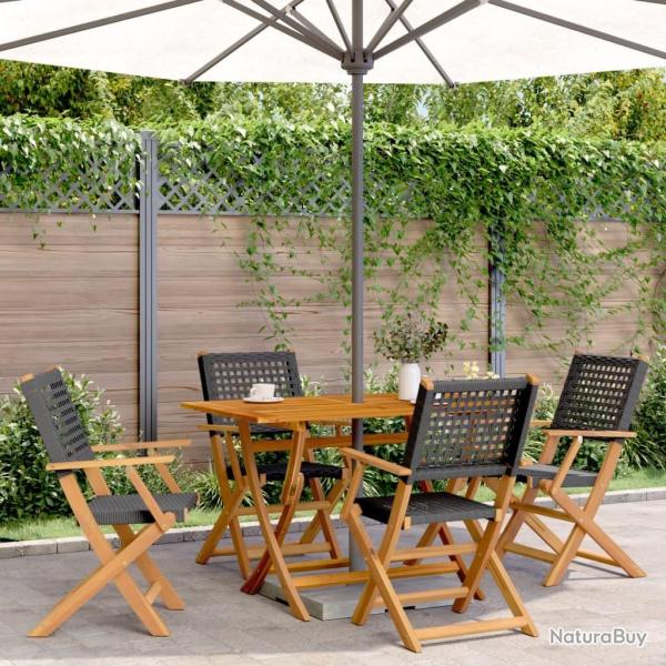 Ensemble � manger de jardin 5 pcs r�sine tress�e et bois massif