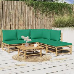 Salon de jardin 6 pcs avec coussins vert bambou alsavelo