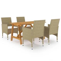 Ensemble &agrave; manger de jardin 5 pcs Beige