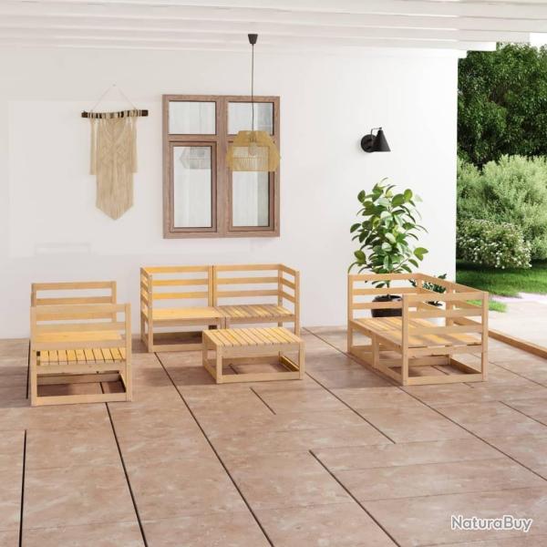 Salon de jardin 7 pcs Bois de pin massif alsavelo