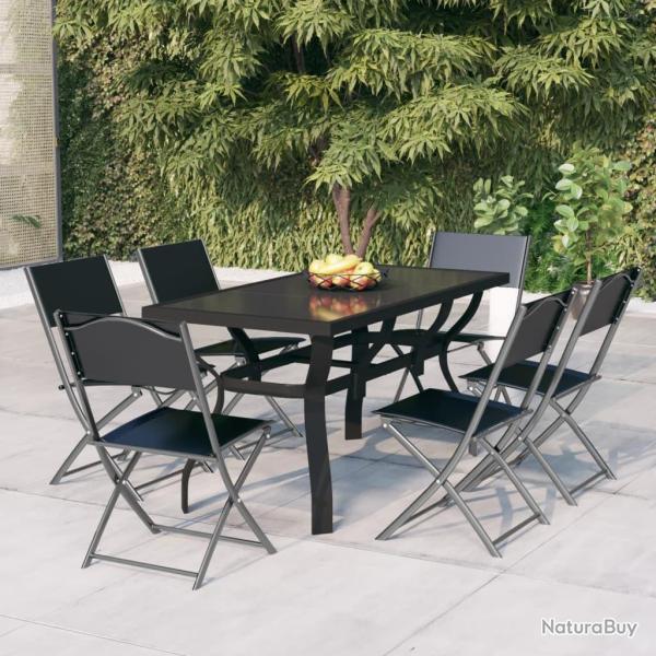 Ensemble � manger de jardin 7 pcs Gris et noir alsavelo