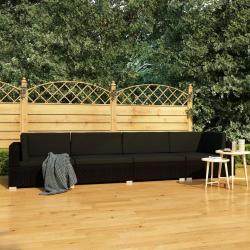 Salon de jardin 4 pcs avec coussins r&eacute;sine tress&eacute;e noir alsavelo
