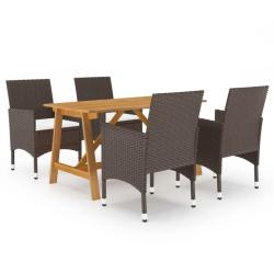 Ensemble &agrave; manger de jardin 5 pcs Marron