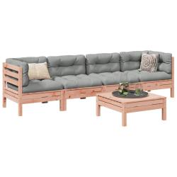 Salon de jardin 5 pcs et coussins bois massif sapin de douglas alsavelo