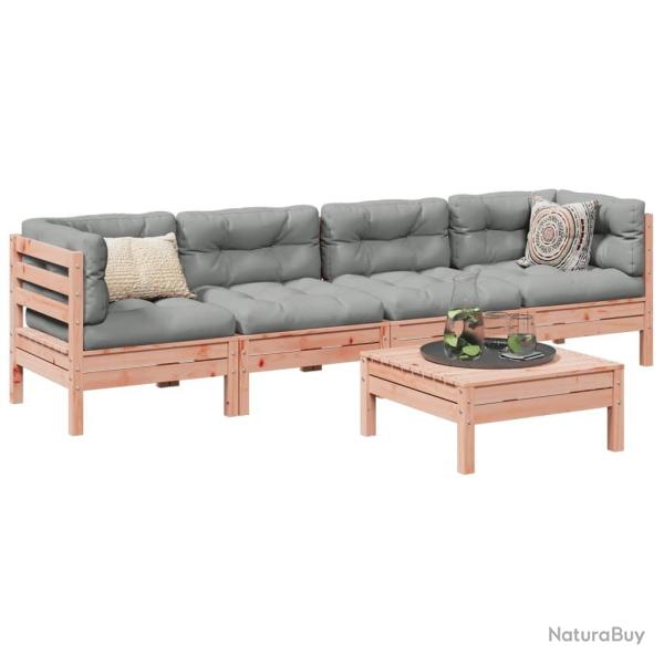 Salon de jardin 5 pcs et coussins bois massif sapin de douglas alsavelo