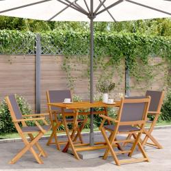 Ensemble &agrave; manger de jardin 5 pcs anthracite tissu bois massif alsavelo