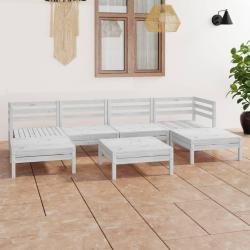 Salon de jardin 7 pcs Blanc Bois de pin massif alsavelo