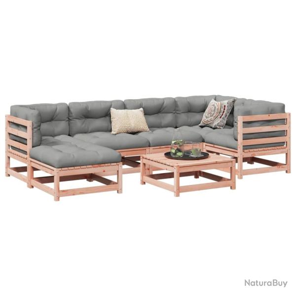 Salon de jardin 7 pcs bois massif sapin de douglas alsavelo