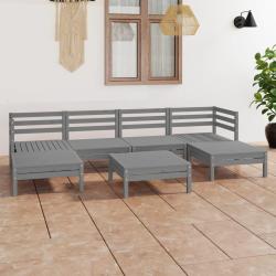 Salon de jardin 7 pcs Gris Bois de pin massif alsavelo