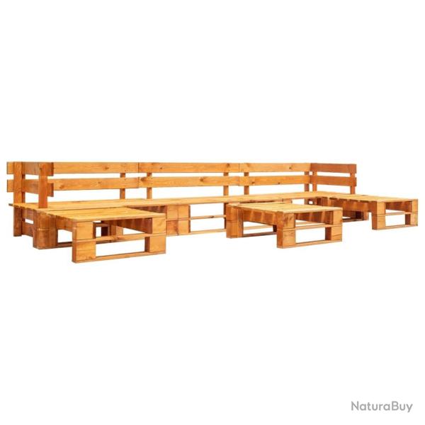 Canap�s de jardin palette 6 pcs Bois Marron miel alsavelo