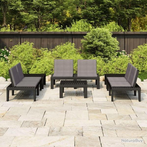 Salon de jardin 6 pcs avec coussins Plastique Gris alsavelo