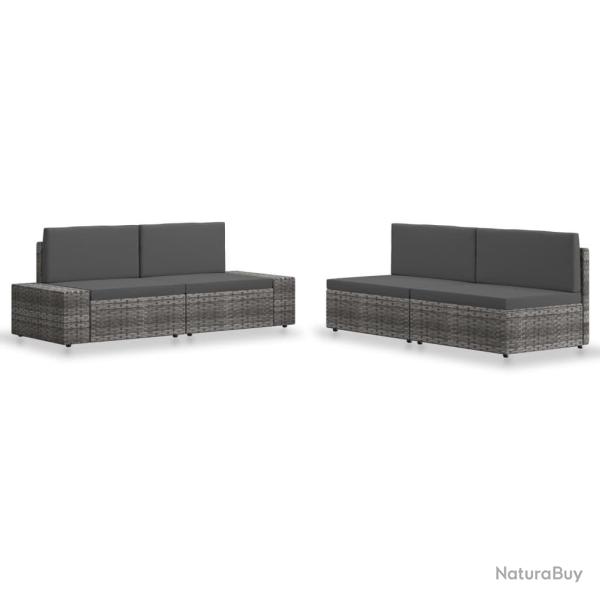 Salon de jardin 4 pcs R�sine tress�e Gris alsavelo