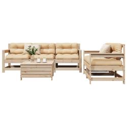 Salon de jardin 6 pcs bois de pin massif alsavelo