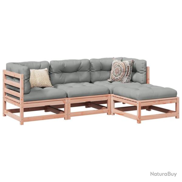 Salon de jardin 4 pcs et coussins bois massif sapin de douglas alsavelo