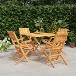 Ensemble &agrave; manger de jardin 5 pcs Bois de teck massif alsavelo