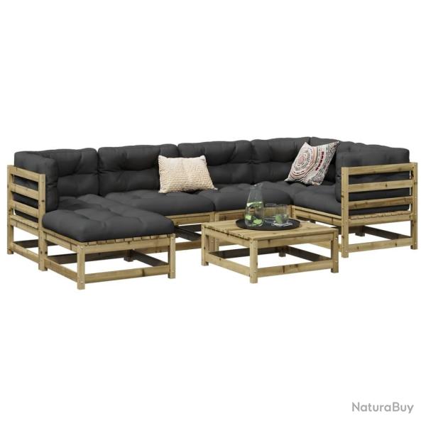 Salon de jardin 7 pcs bois de pin impr�gn�