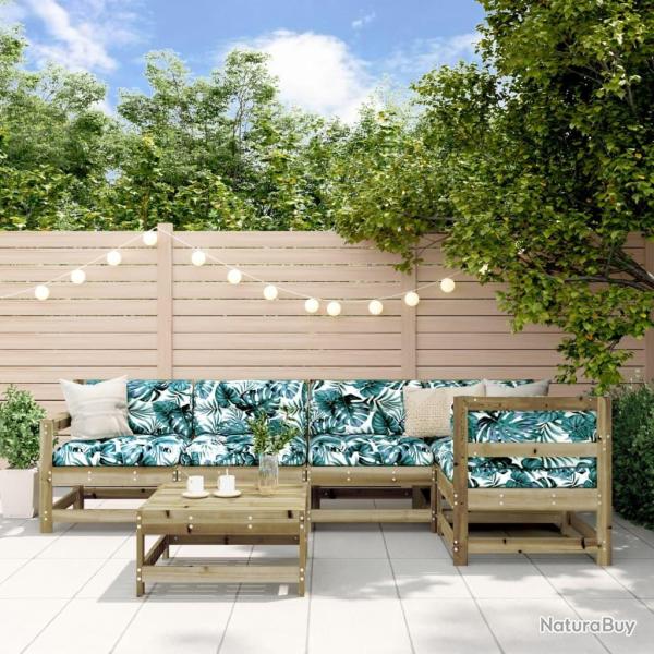 Salon de jardin 6 pcs bois de pin impr�gn�