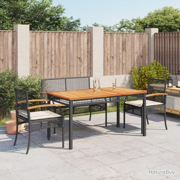 Ensemble � manger de jardin 4 pcs avec coussins noir
