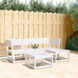 Salon de jardin 4 pcs blanc bois de pin massif alsavelo
