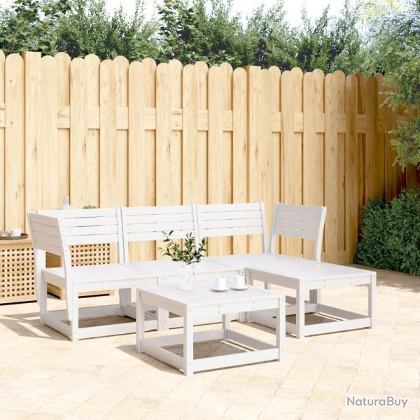 Salon de jardin 4 pcs blanc bois de pin massif alsavelo