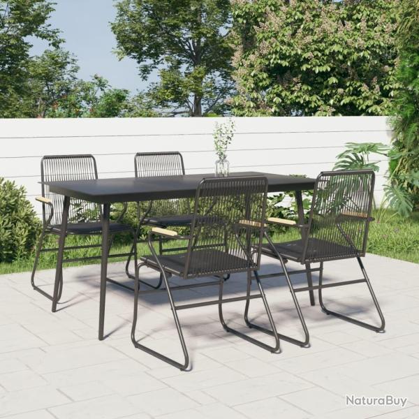 Ensemble � manger de jardin 5 pcs Noir Rotin PVC alsavelo