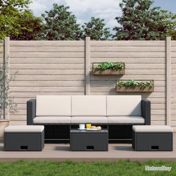 Salon de jardin 4 pcs avec coussins R�sine tress�e Noir