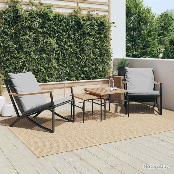 meubles de balcon 4 pcs avec coussins acier noir