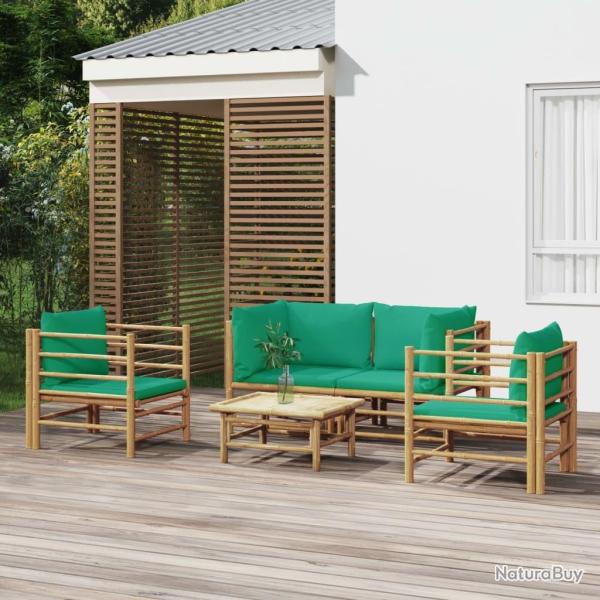 Salon de jardin 5 pcs avec coussins vert bambou alsavelo