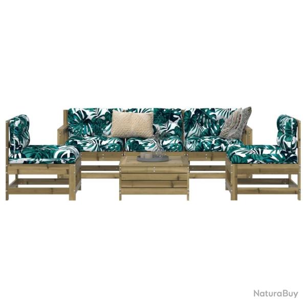 Salon de jardin 6 pcs bois de pin impr�gn� alsavelo