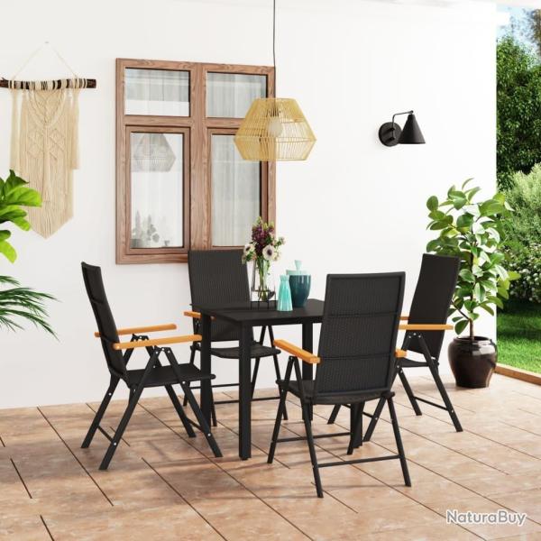 Ensemble  manger de jardin 5 pcs noir et marron alsavelo