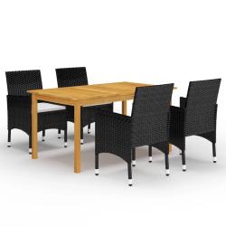 Ensemble &agrave; manger de jardin 5 pcs Noir