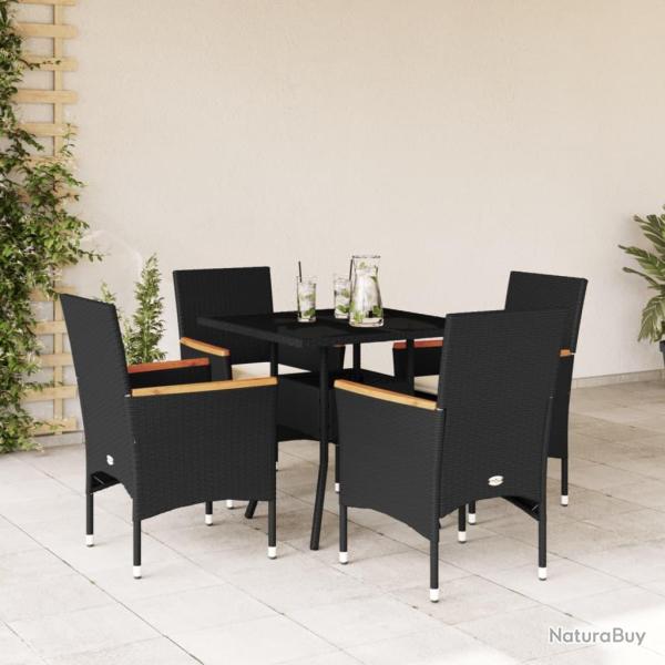 Ensemble � manger de jardin et coussins 5 pcs noir rotin verre