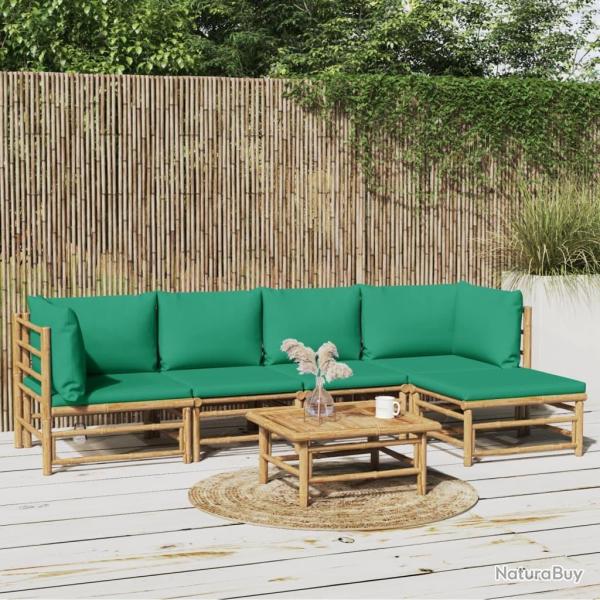 Salon de jardin 6 pcs avec coussins vert bambou alsavelo