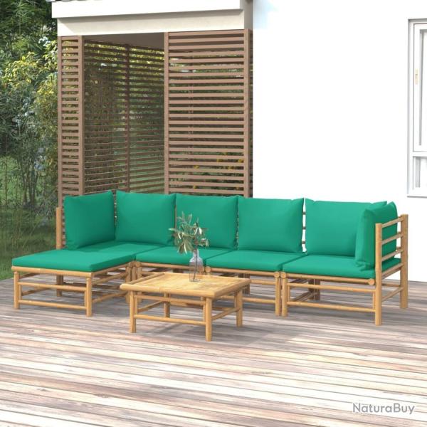 Salon de jardin 6 pcs avec coussins vert bambou alsavelo