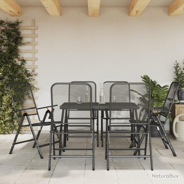 Ensemble � manger de jardin 7 pcs anthracite m�tal maille